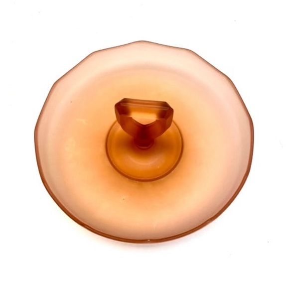 Vintage Pink Frosted Satin Glass Serving Bowl With Center Handle - Picture 4 of 6